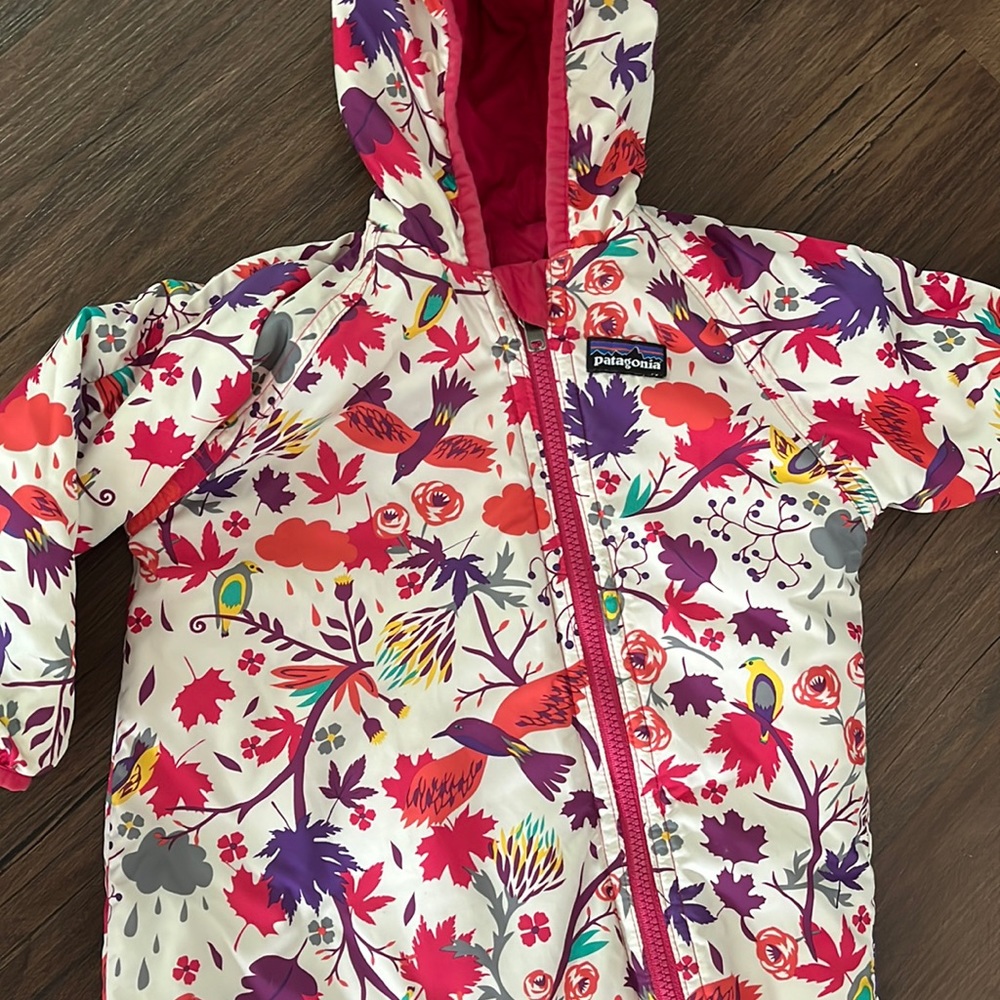 Reversible 9-12 month Patagonia snowsuit baby girl